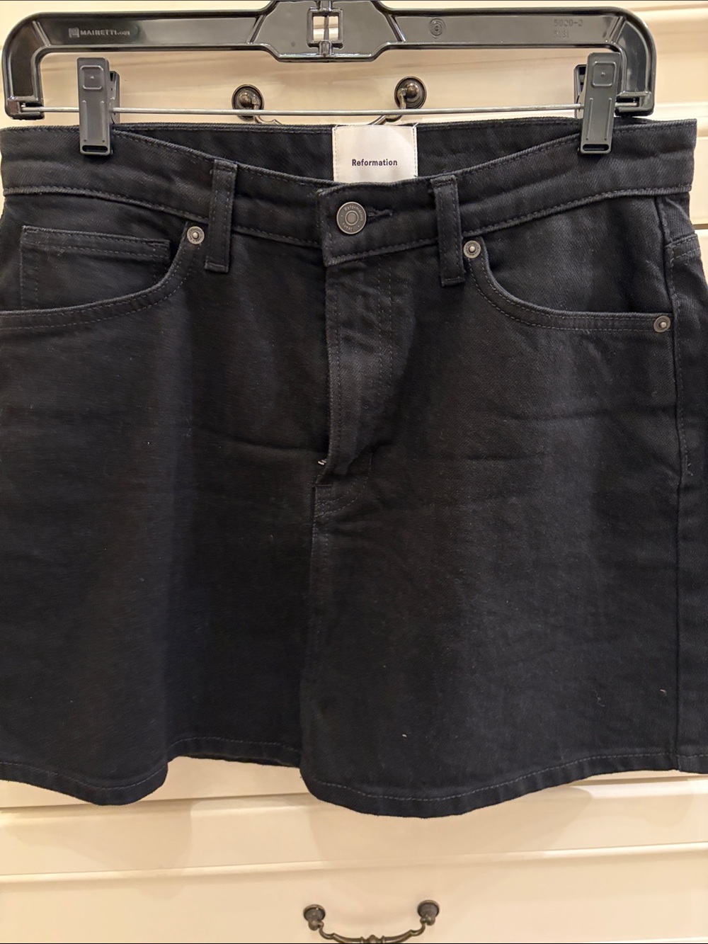 Reformation black denim mini skirt size 29